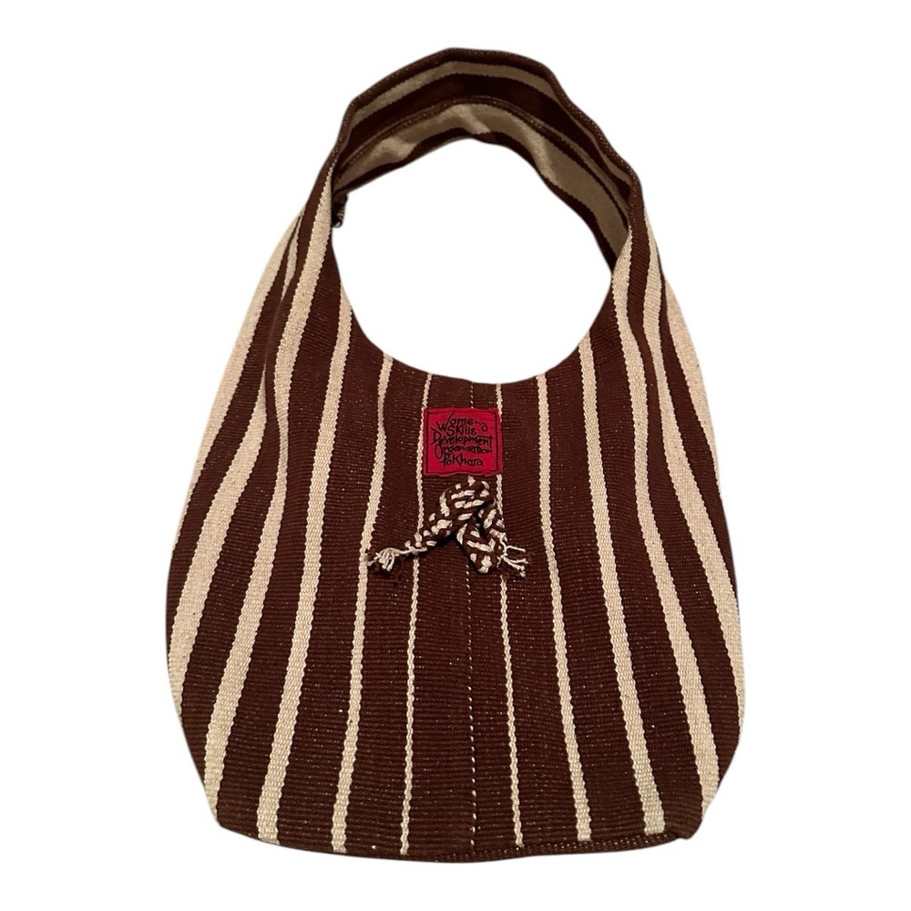 Brown and Beige Striped Bag